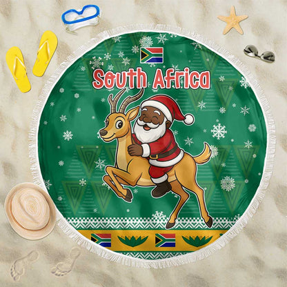 South Africa Christmas Beach Blanket Santa Reindeer and Africa Map - African Pride