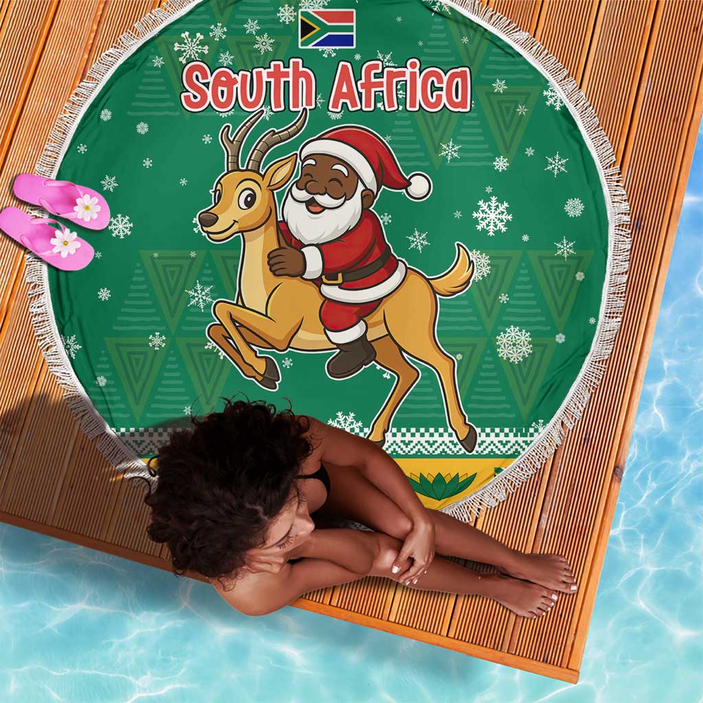 South Africa Christmas Beach Blanket Santa Reindeer and Africa Map - African Pride