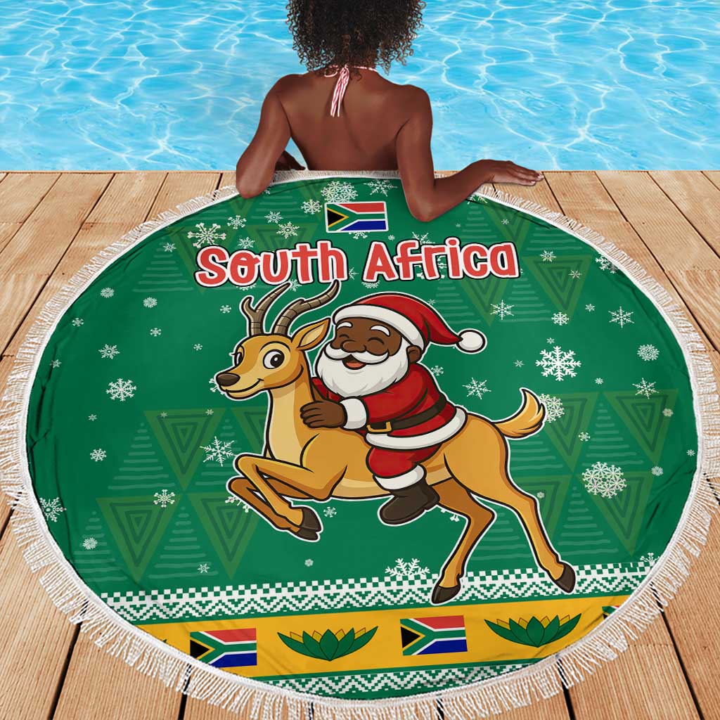 South Africa Christmas Beach Blanket Santa Reindeer and Africa Map - African Pride