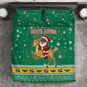 South Africa Christmas Bedding Set Santa Reindeer and Africa Map - African Pride