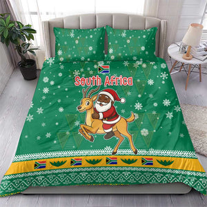 South Africa Christmas Bedding Set Santa Reindeer and Africa Map - African Pride