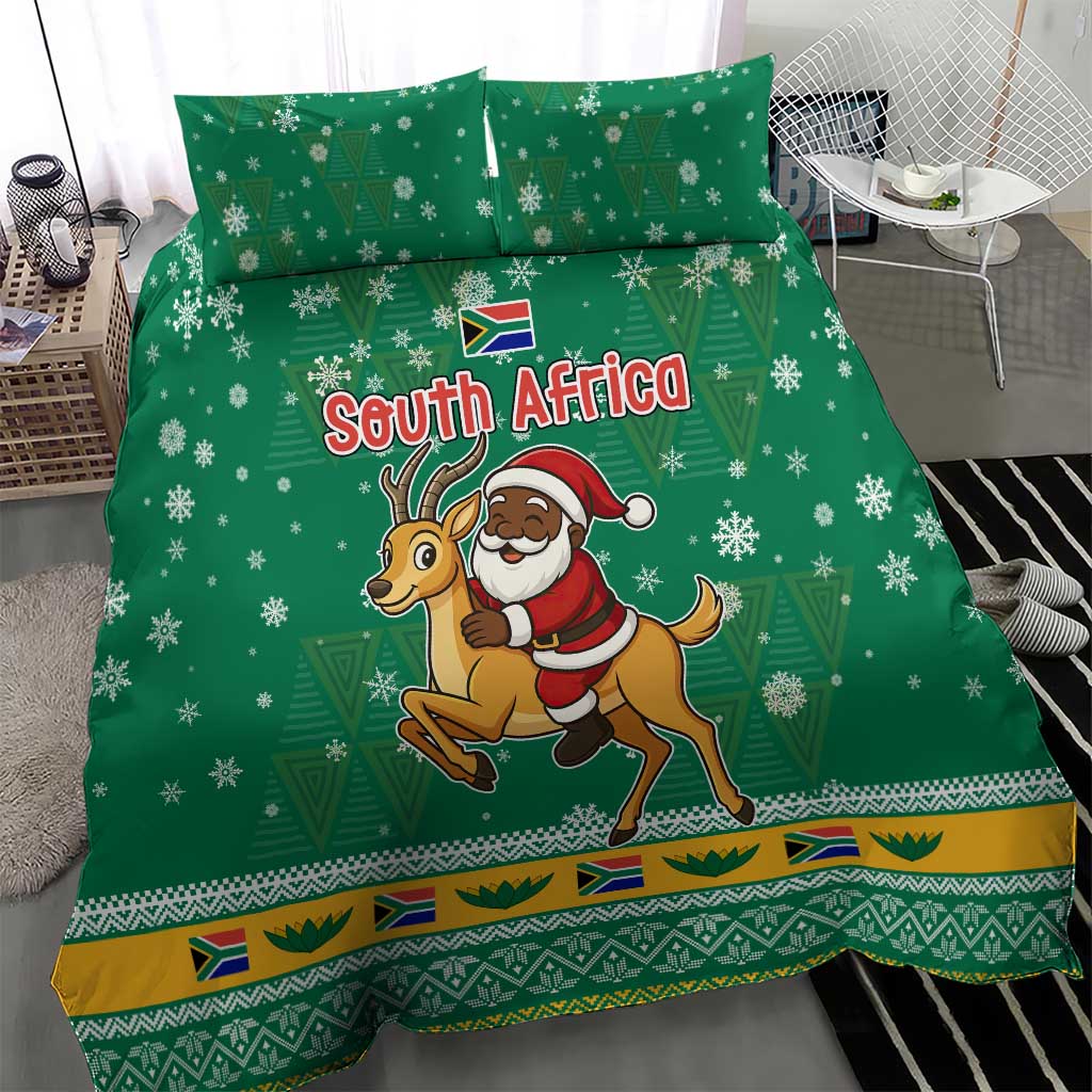 South Africa Christmas Bedding Set Santa Reindeer and Africa Map - African Pride