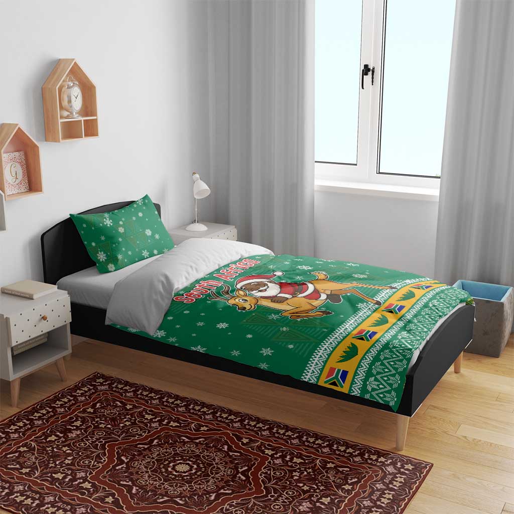 South Africa Christmas Bedding Set Santa Reindeer and Africa Map - African Pride