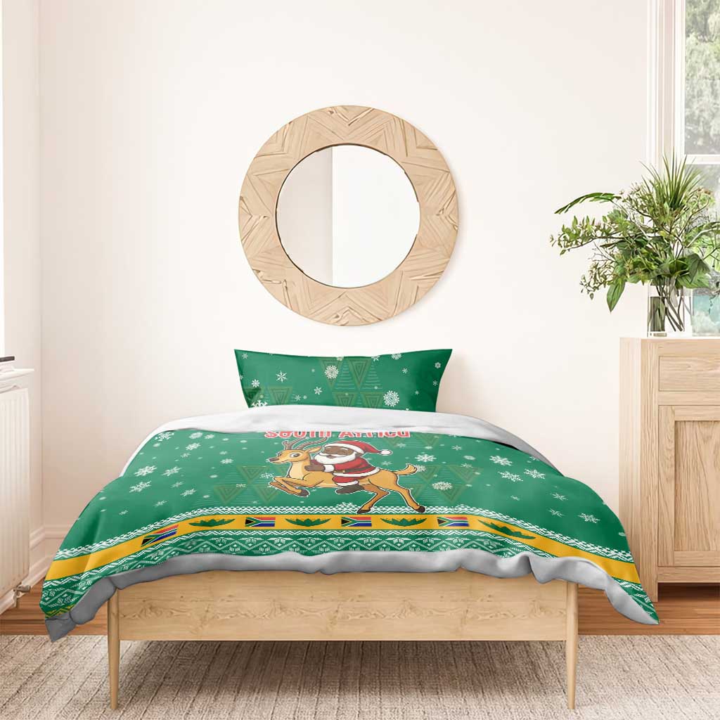 South Africa Christmas Bedding Set Santa Reindeer and Africa Map - African Pride