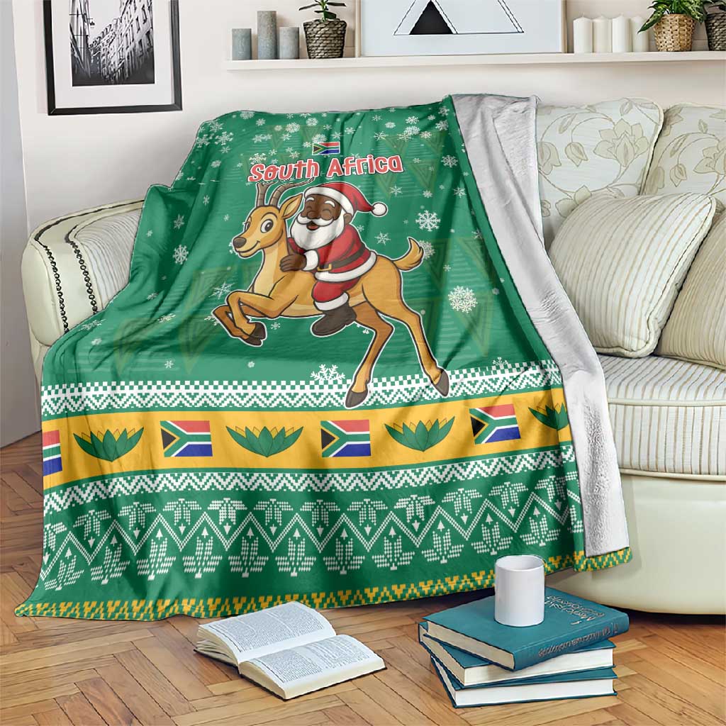 South Africa Christmas Blanket Santa Reindeer and Africa Map - African Pride