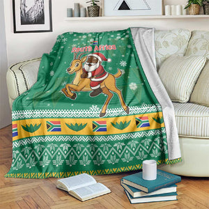 South Africa Christmas Blanket Santa Reindeer and Africa Map - African Pride