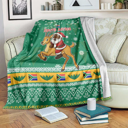 South Africa Christmas Blanket Santa Reindeer and Africa Map - African Pride