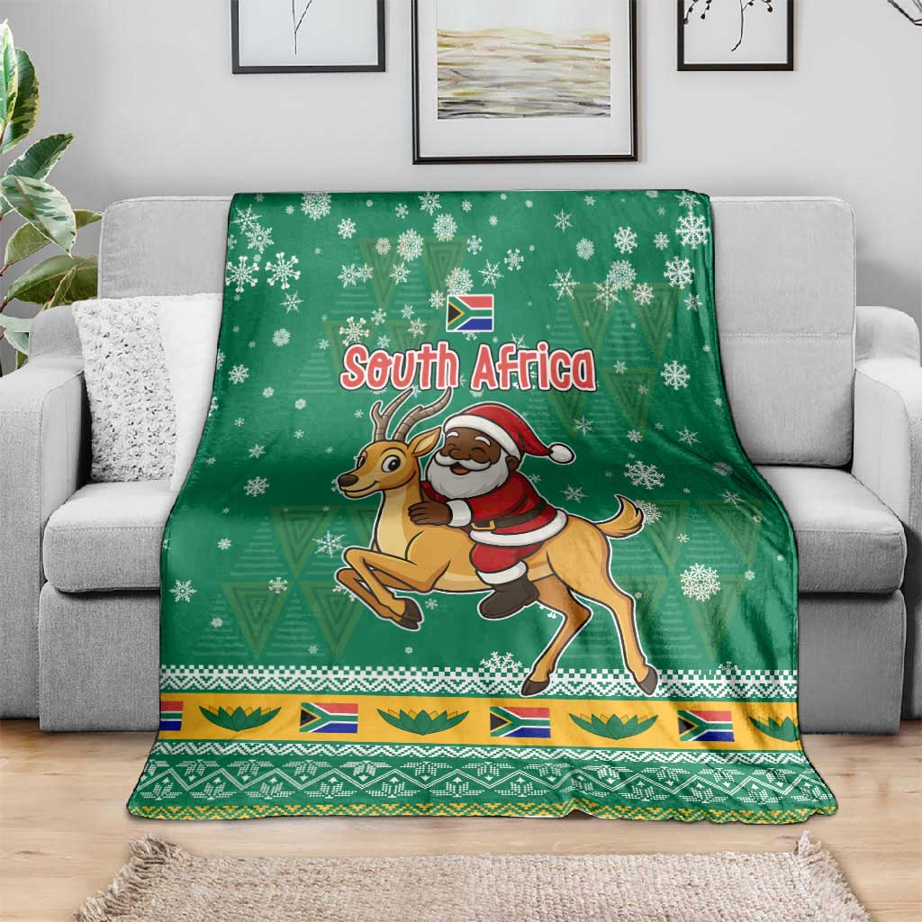 South Africa Christmas Blanket Santa Reindeer and Africa Map - African Pride