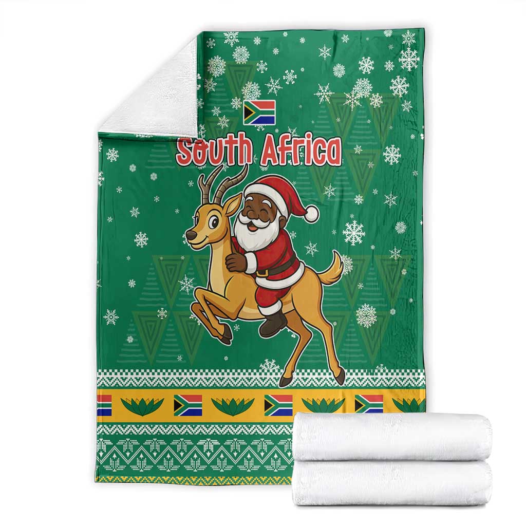 South Africa Christmas Blanket Santa Reindeer and Africa Map - African Pride