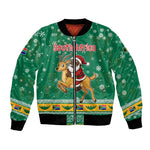 South Africa Christmas Bomber Jacket Santa Reindeer and Africa Map - African Pride