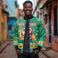South Africa Christmas Bomber Jacket Santa Reindeer and Africa Map - African Pride