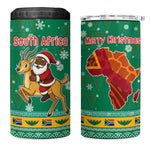 South Africa Christmas 4 in 1 Can Cooler Tumbler Santa Reindeer and Africa Map - African Pride