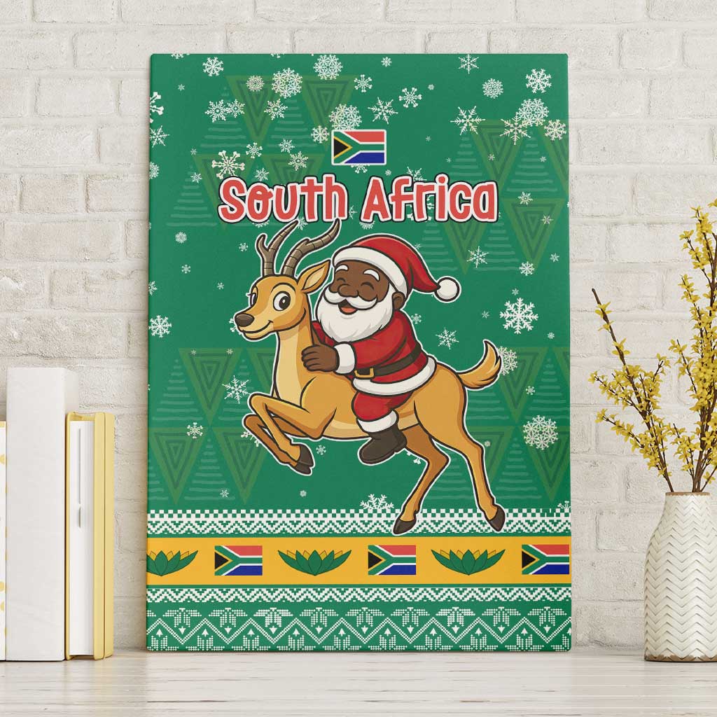 South Africa Christmas Canvas Wall Art Santa Reindeer and Africa Map - African Pride