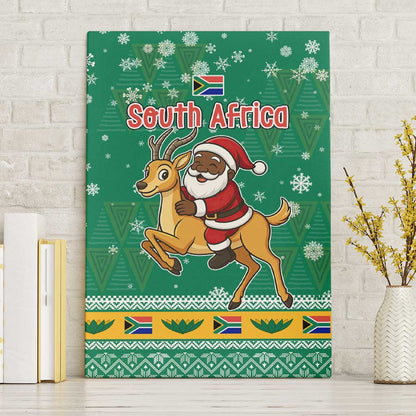 South Africa Christmas Canvas Wall Art Santa Reindeer and Africa Map - African Pride