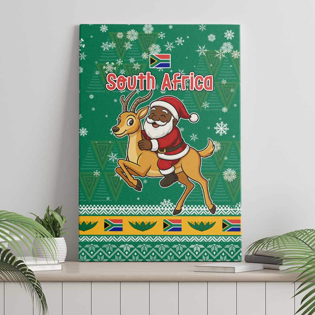 South Africa Christmas Canvas Wall Art Santa Reindeer and Africa Map - African Pride