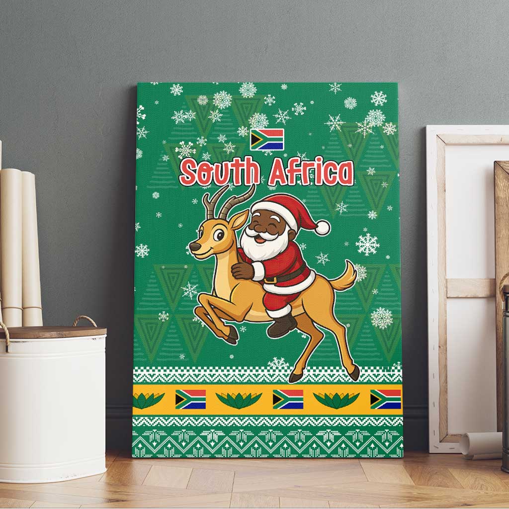 South Africa Christmas Canvas Wall Art Santa Reindeer and Africa Map - African Pride