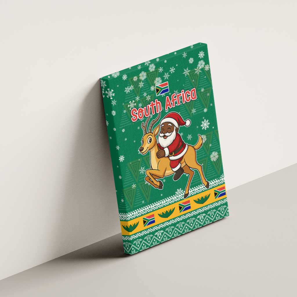 South Africa Christmas Canvas Wall Art Santa Reindeer and Africa Map - African Pride