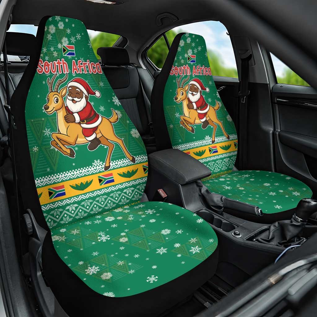 South Africa Christmas Car Seat Cover Santa Reindeer and Africa Map - African Pride