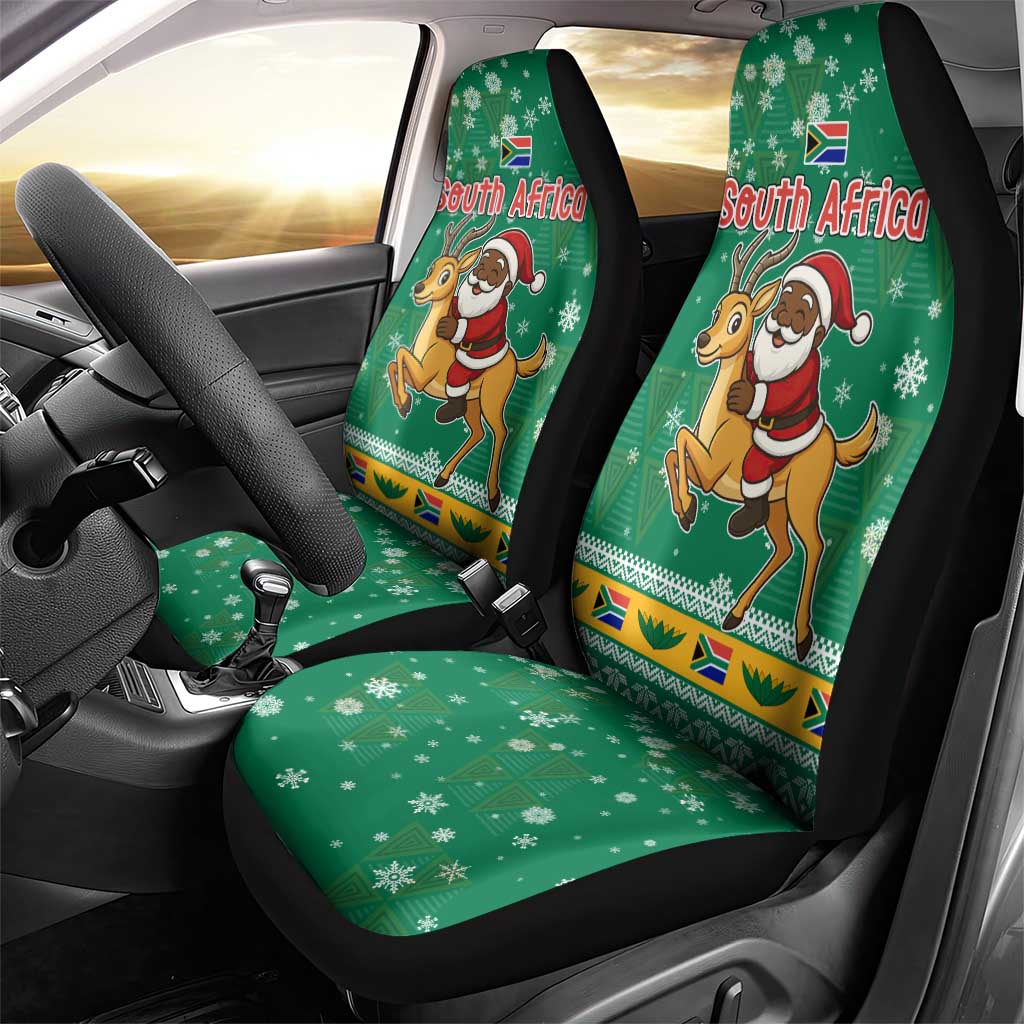 South Africa Christmas Car Seat Cover Santa Reindeer and Africa Map - African Pride