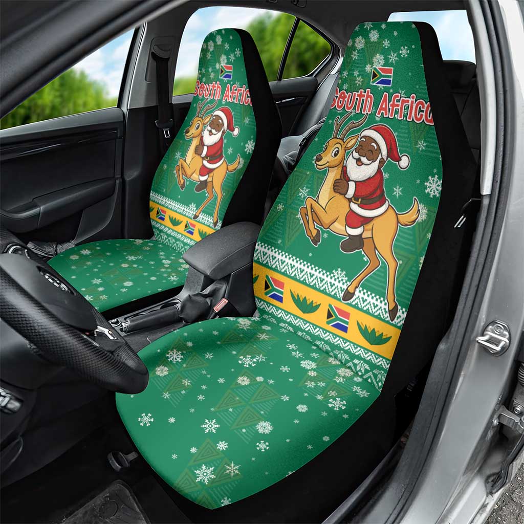 South Africa Christmas Car Seat Cover Santa Reindeer and Africa Map - African Pride