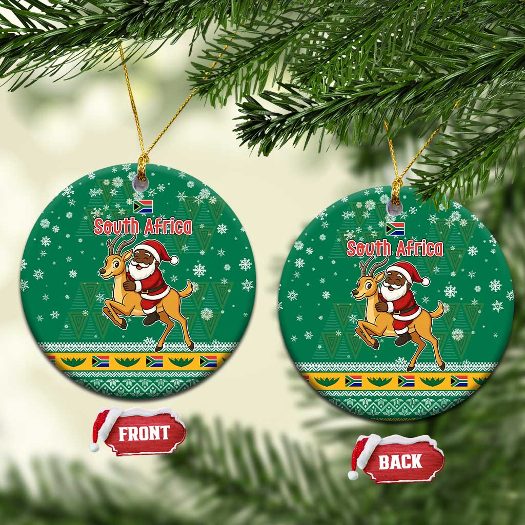 South Africa Christmas Ceramic Ornament Santa Reindeer and Africa Map - African Pride