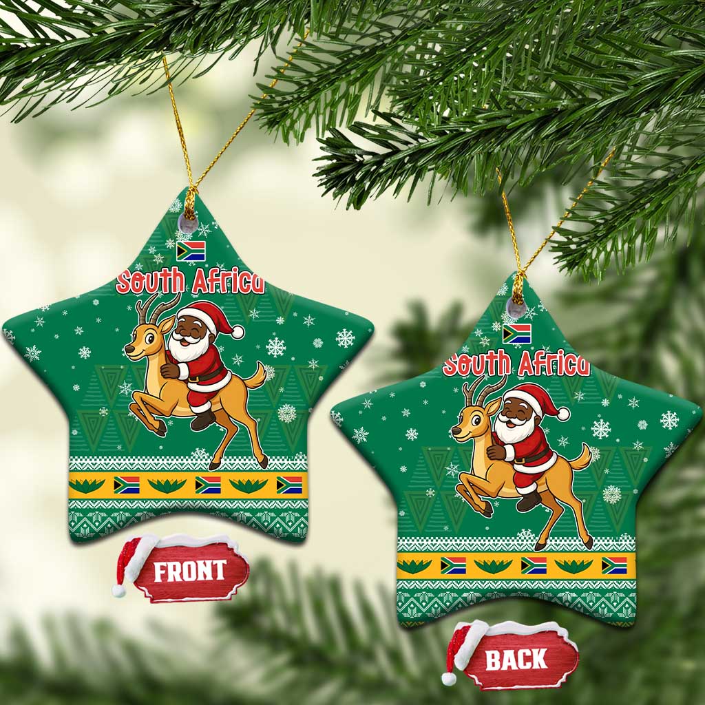South Africa Christmas Ceramic Ornament Santa Reindeer and Africa Map - African Pride
