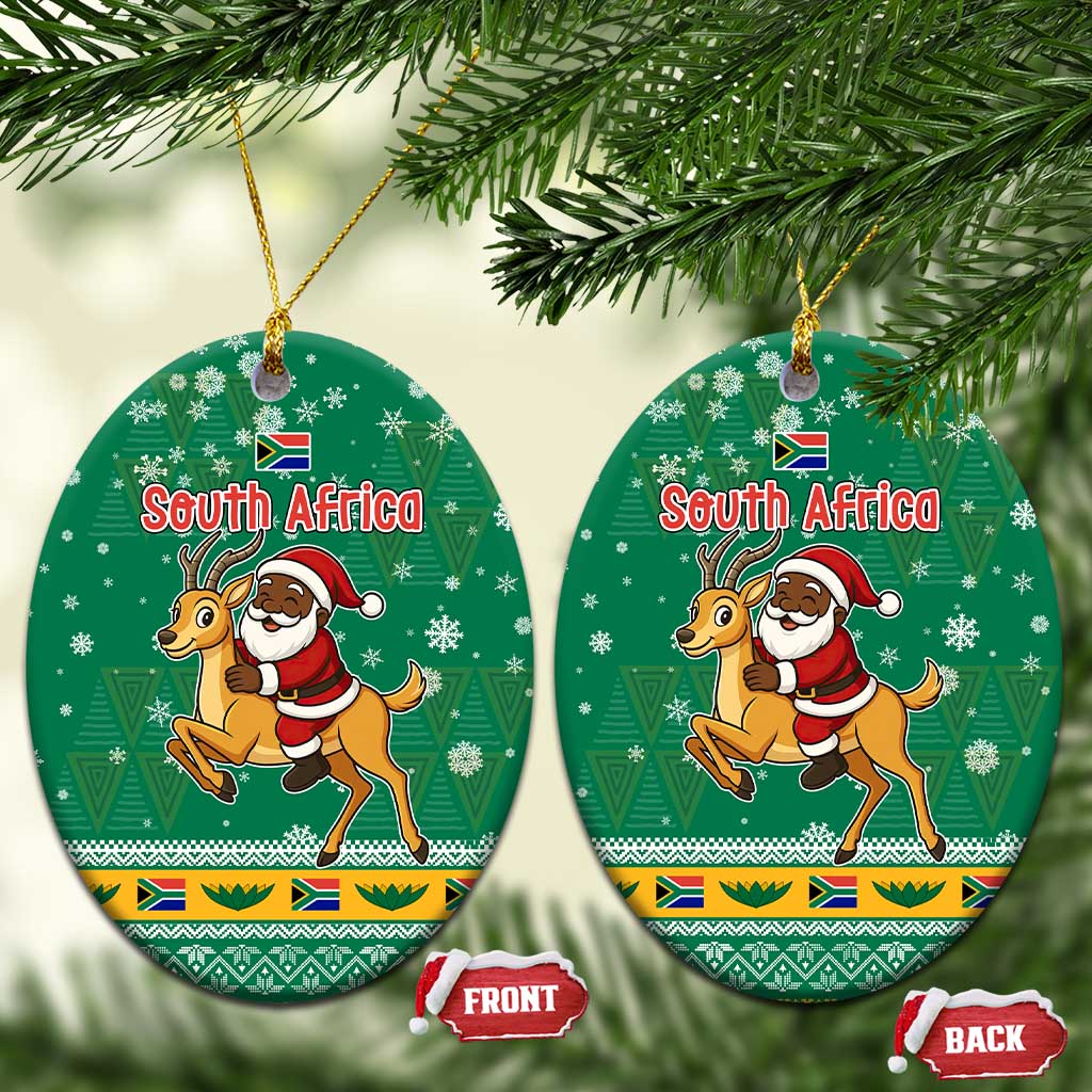 South Africa Christmas Ceramic Ornament Santa Reindeer and Africa Map - African Pride
