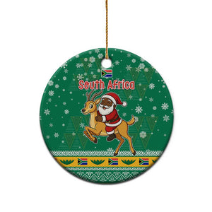 South Africa Christmas Ceramic Ornament Santa Reindeer and Africa Map - African Pride