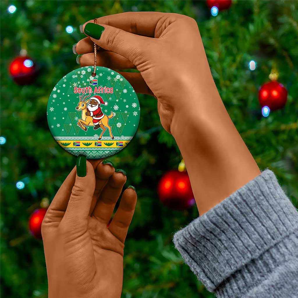 South Africa Christmas Ceramic Ornament Santa Reindeer and Africa Map - African Pride