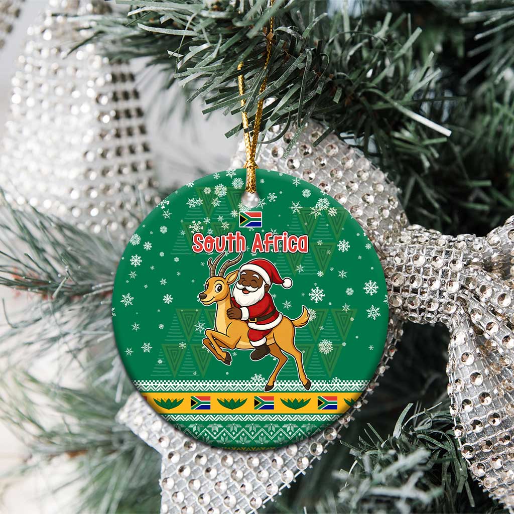 South Africa Christmas Ceramic Ornament Santa Reindeer and Africa Map - African Pride