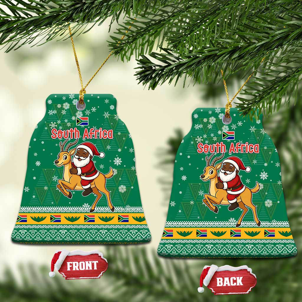 South Africa Christmas Ceramic Ornament Santa Reindeer and Africa Map - African Pride