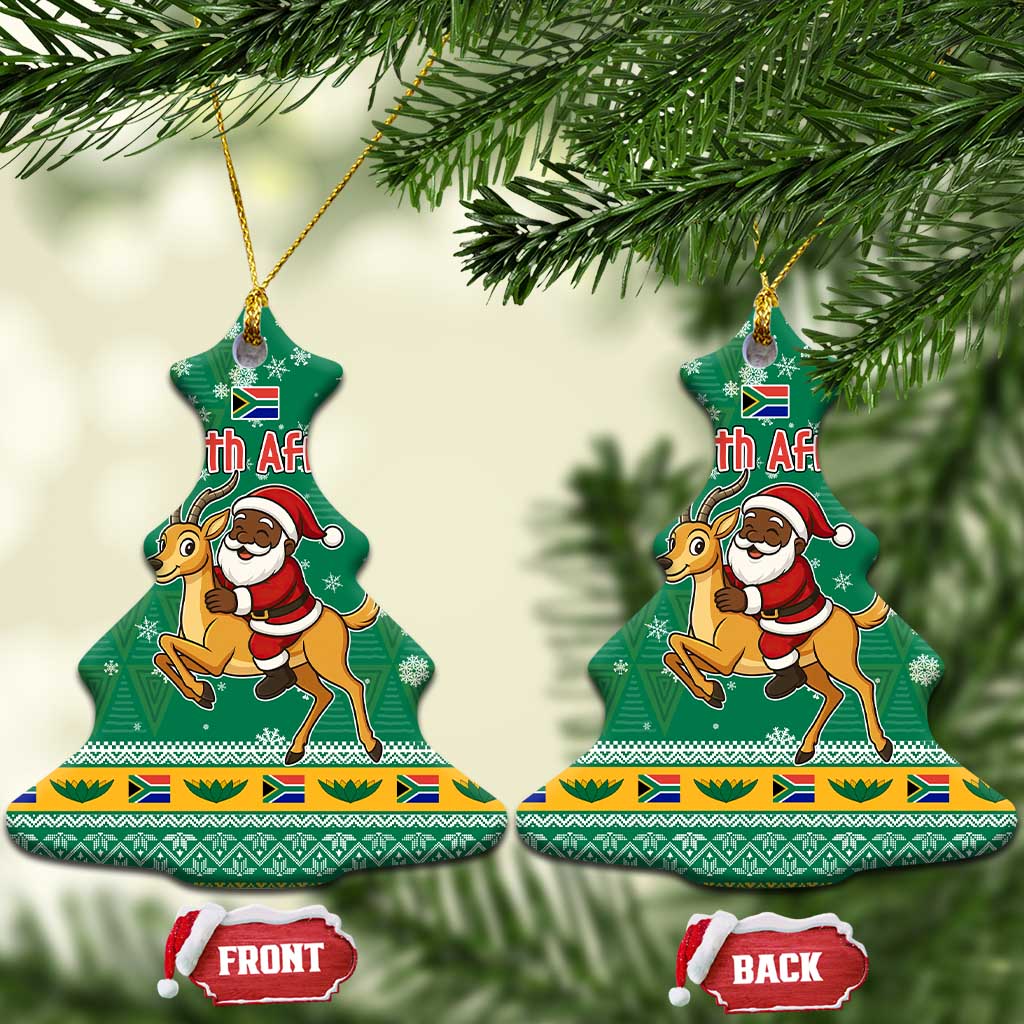 South Africa Christmas Ceramic Ornament Santa Reindeer and Africa Map - African Pride