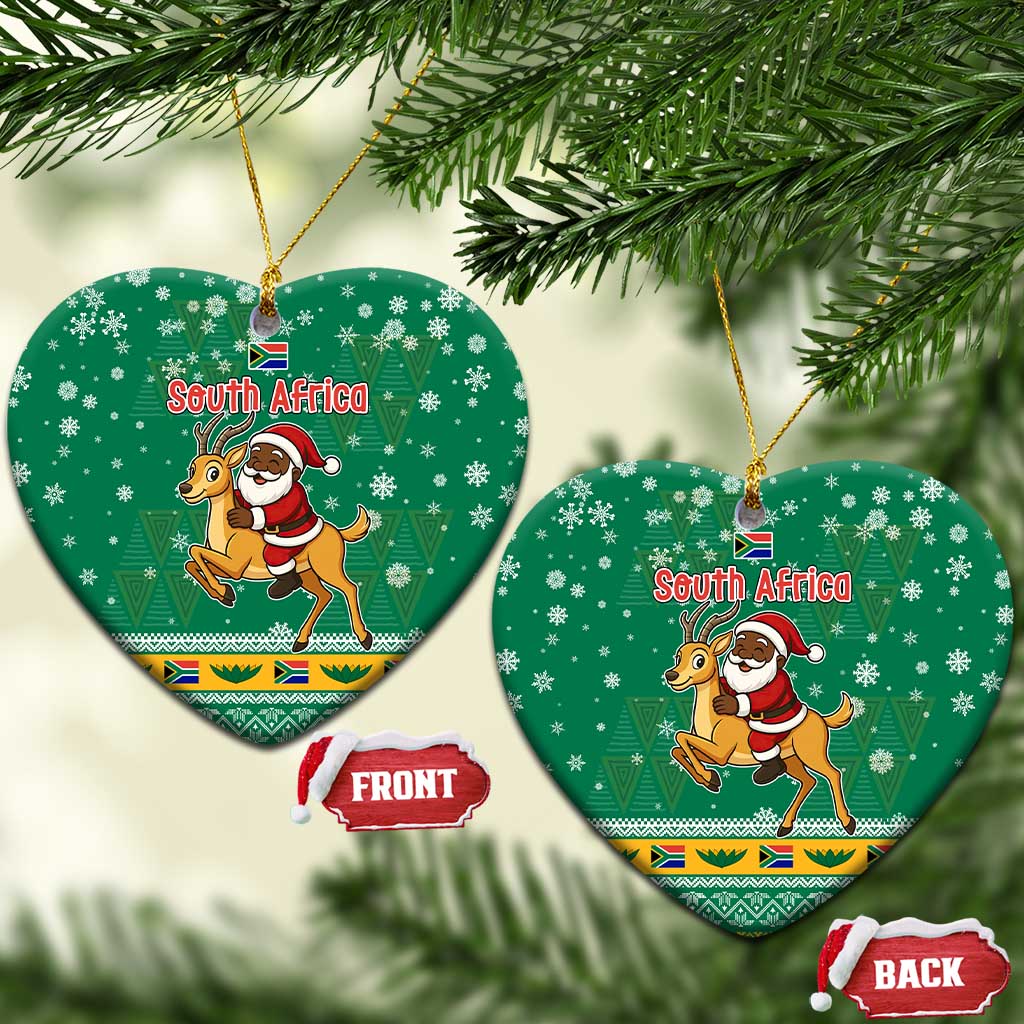 South Africa Christmas Ceramic Ornament Santa Reindeer and Africa Map - African Pride