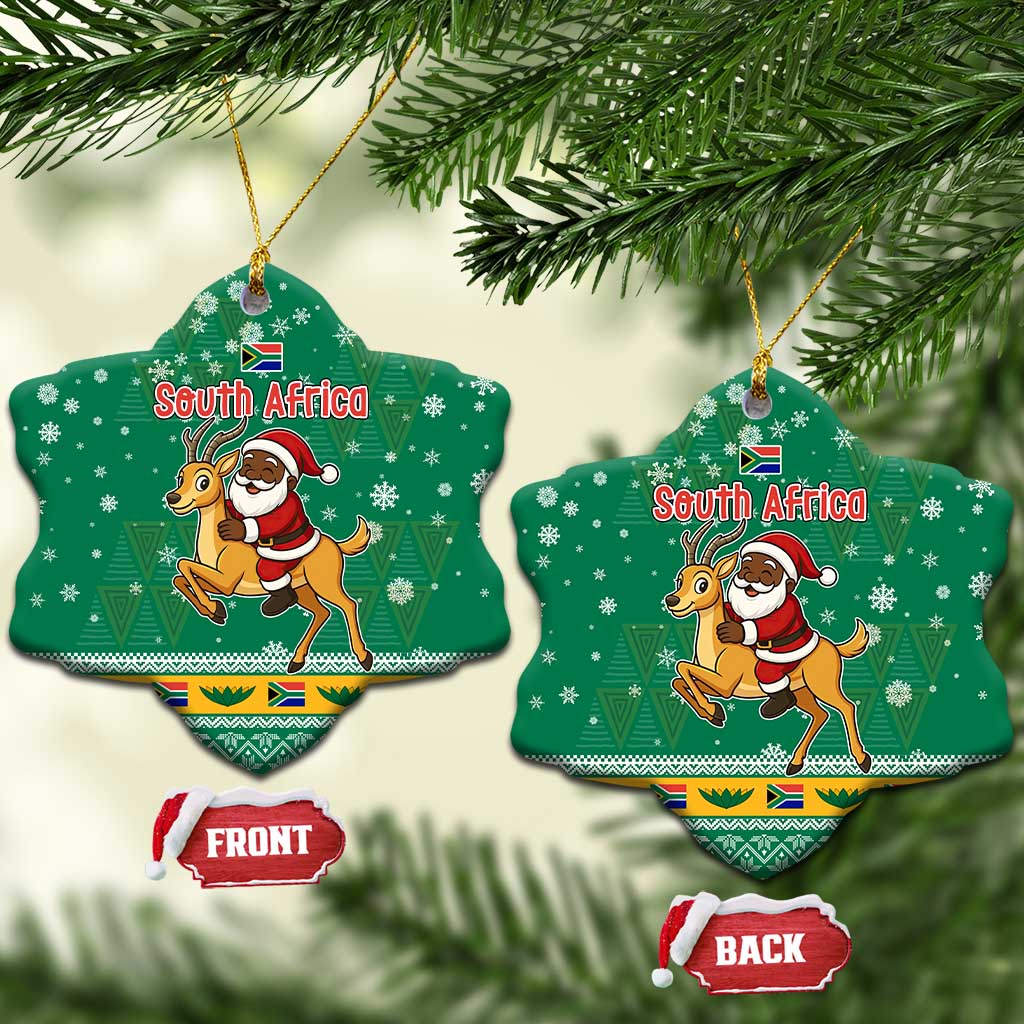 South Africa Christmas Ceramic Ornament Santa Reindeer and Africa Map - African Pride
