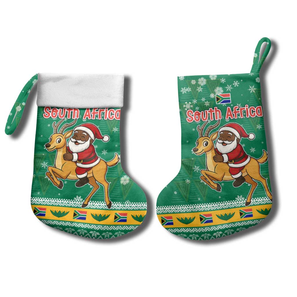 South Africa Christmas Stocking Santa Reindeer and Africa Map - African Pride