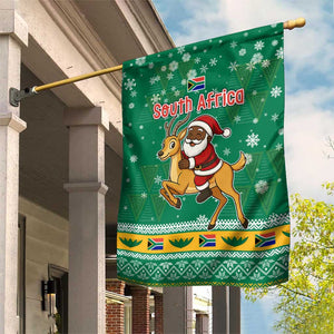 South Africa Christmas Garden Flag Santa Reindeer and Africa Map - African Pride