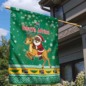 South Africa Christmas Garden Flag Santa Reindeer and Africa Map - African Pride