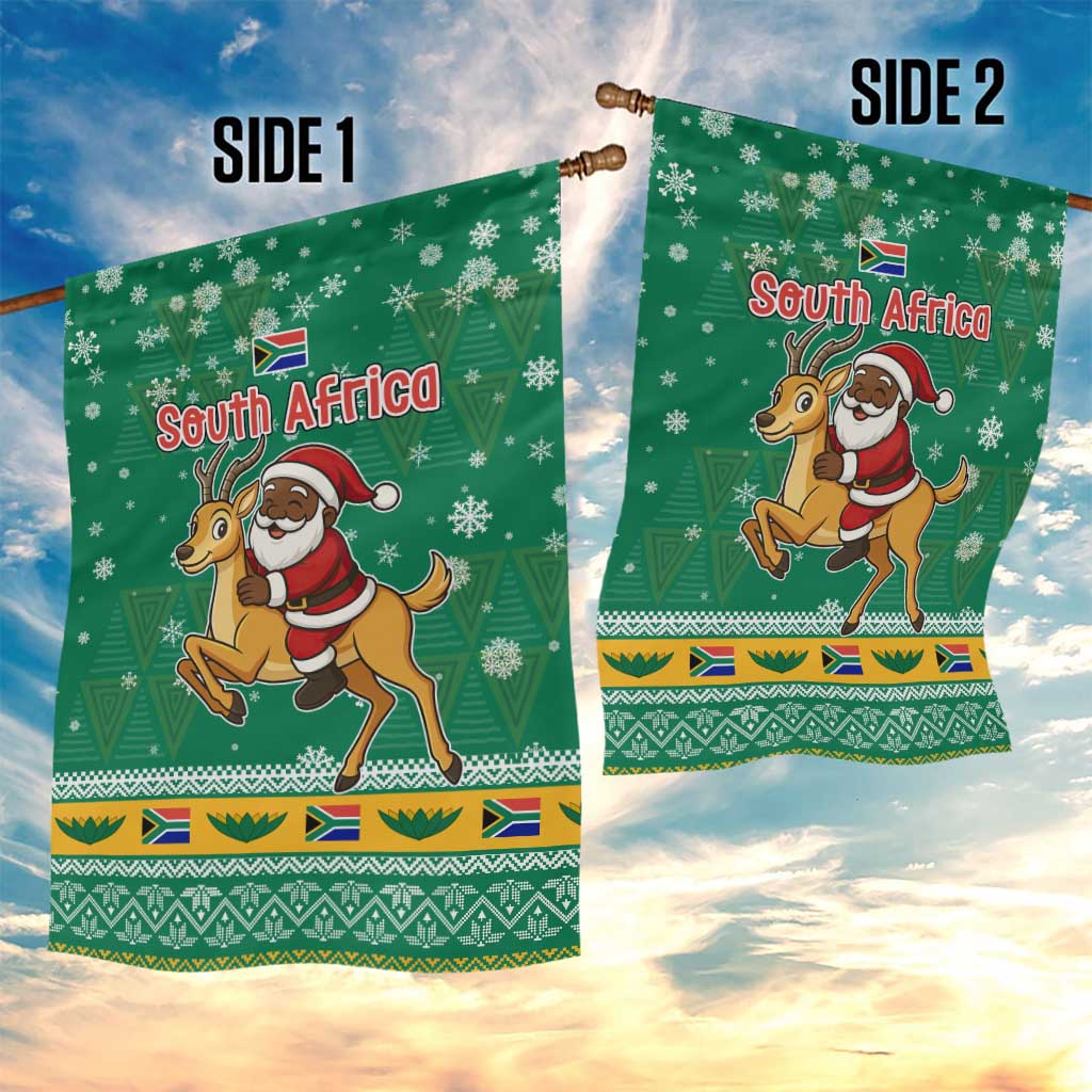 South Africa Christmas Garden Flag Santa Reindeer and Africa Map - African Pride