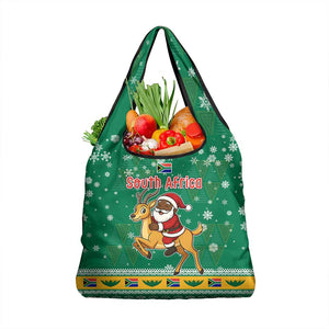 South Africa Christmas Grocery Bag Santa Reindeer and Africa Map - African Pride