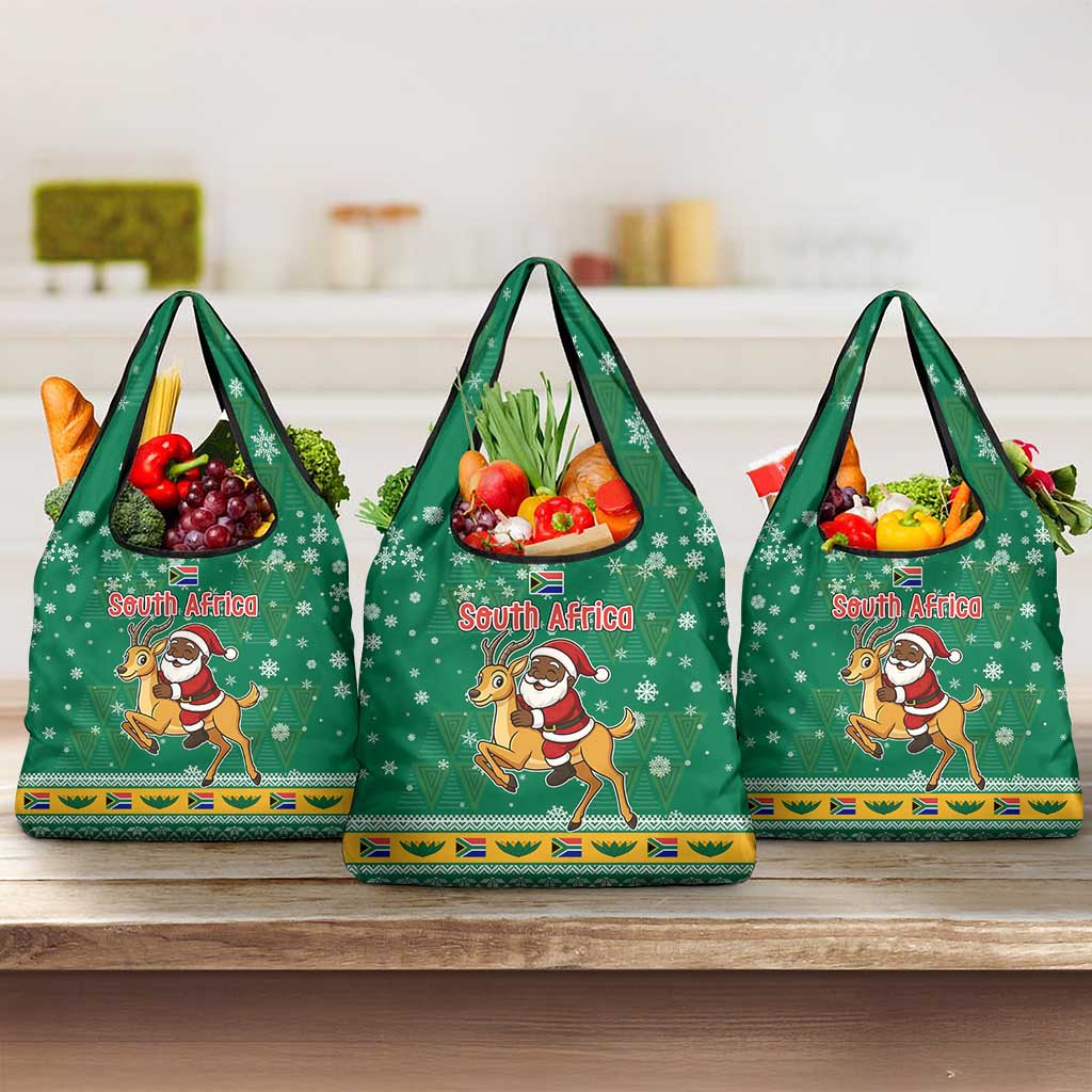 South Africa Christmas Grocery Bag Santa Reindeer and Africa Map - African Pride