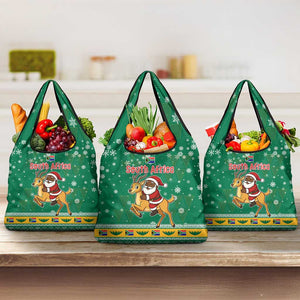 South Africa Christmas Grocery Bag Santa Reindeer and Africa Map - African Pride