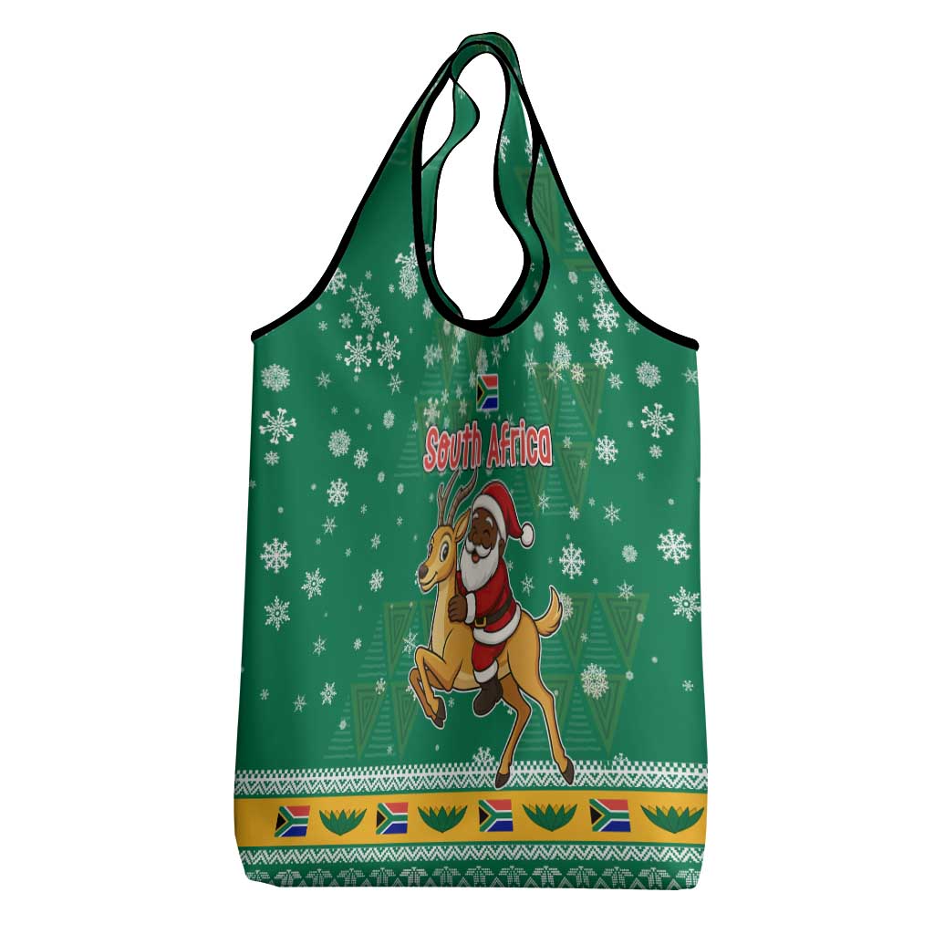 South Africa Christmas Grocery Bag Santa Reindeer and Africa Map - African Pride