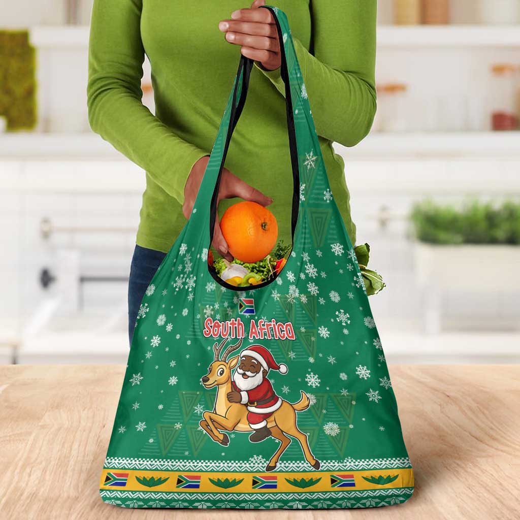 South Africa Christmas Grocery Bag Santa Reindeer and Africa Map - African Pride