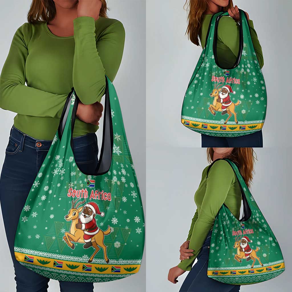 South Africa Christmas Grocery Bag Santa Reindeer and Africa Map - African Pride