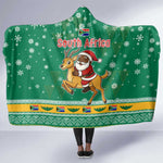 South Africa Christmas Hooded Blanket Santa Reindeer and Africa Map - African Pride