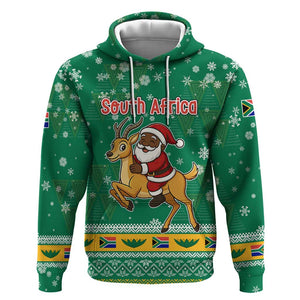 South Africa Christmas Hoodie Santa Reindeer and Africa Map - African Pride