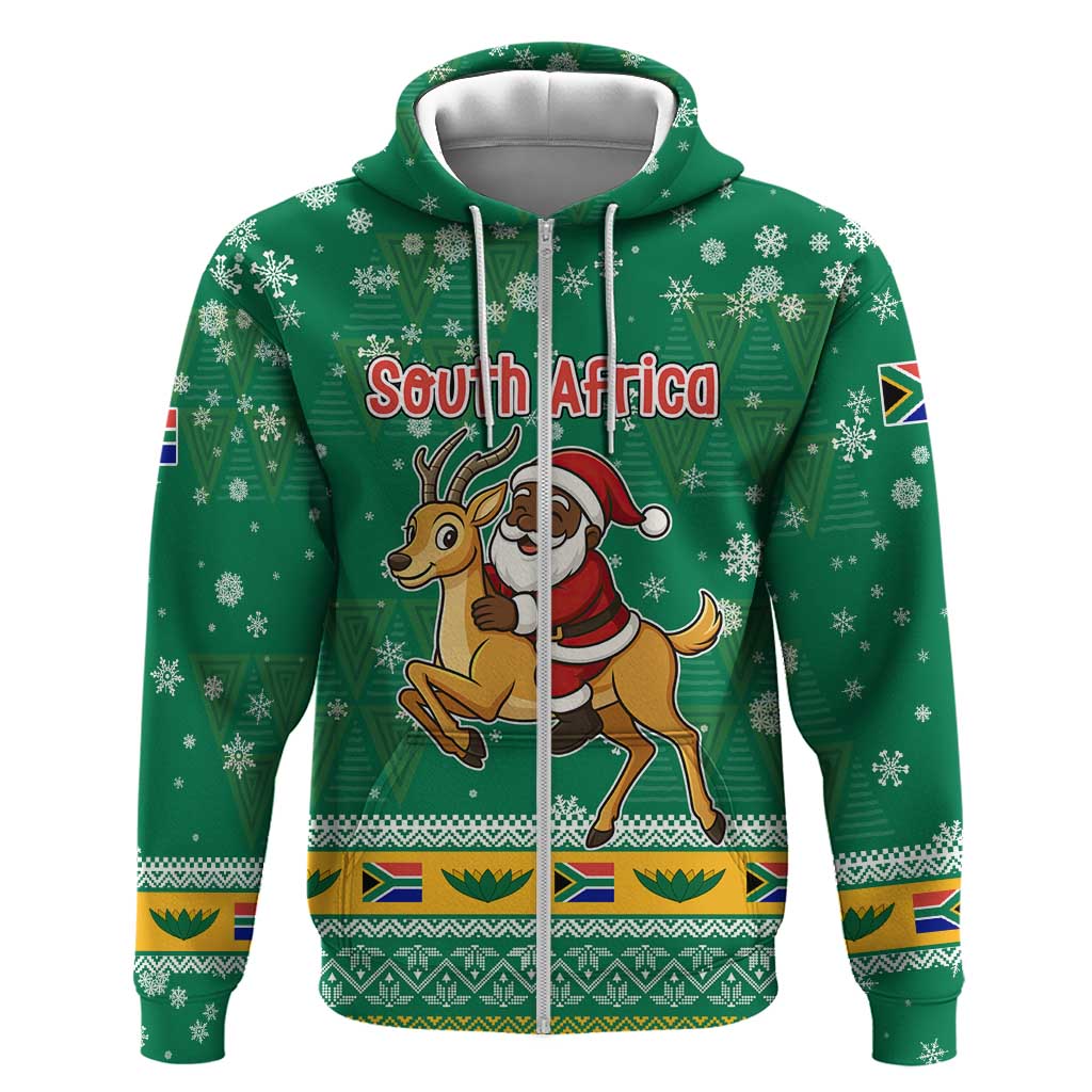 South Africa Christmas Hoodie Santa Reindeer and Africa Map - African Pride