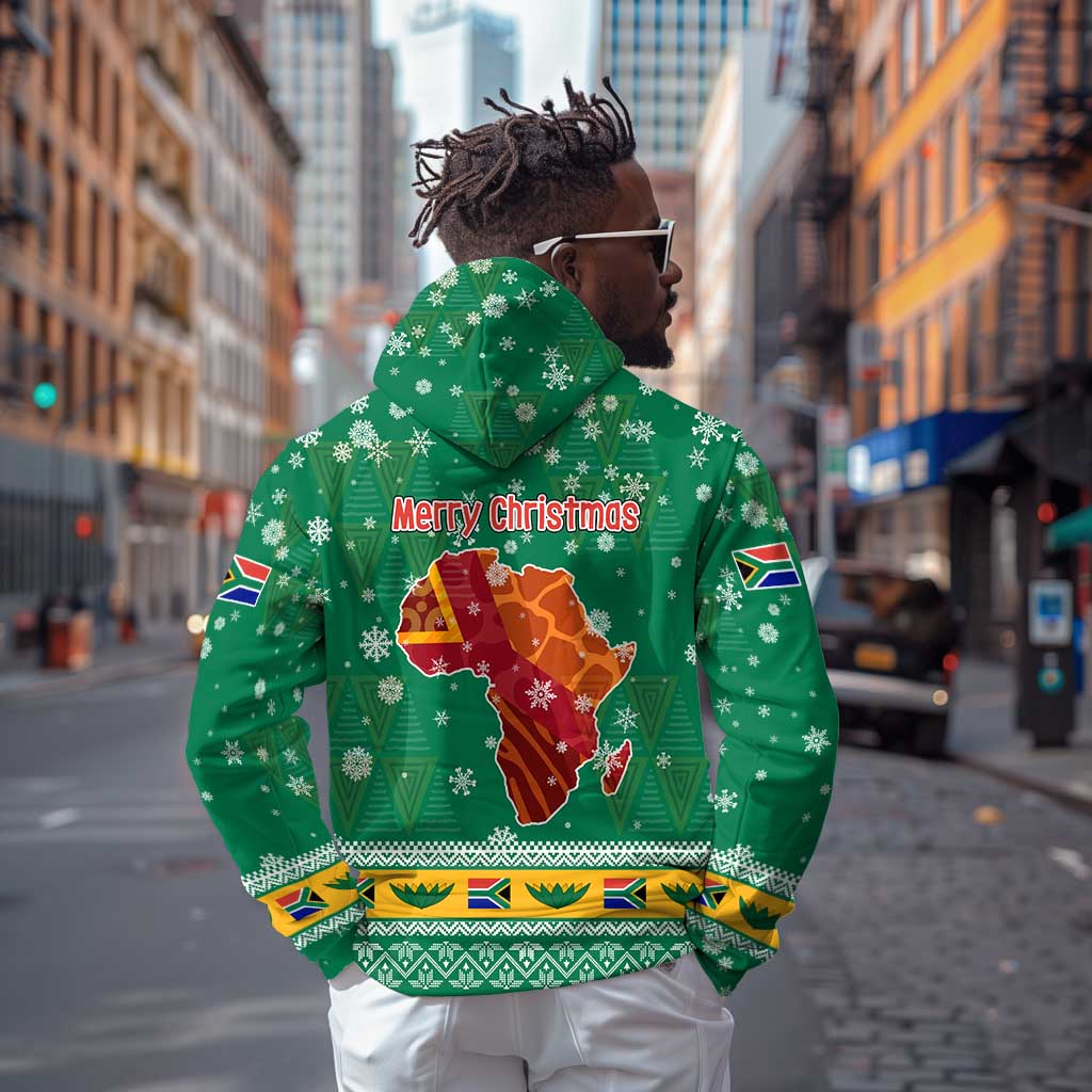 South Africa Christmas Hoodie Santa Reindeer and Africa Map - African Pride
