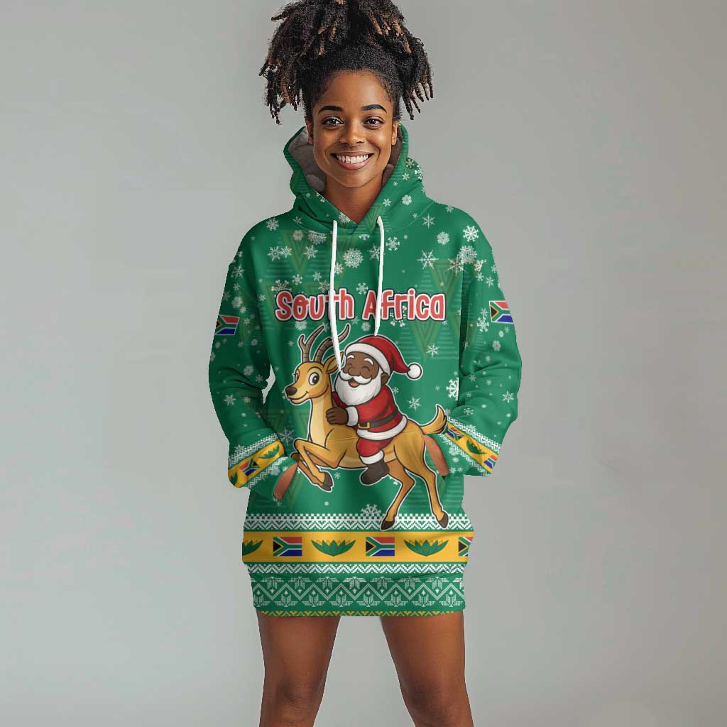 South Africa Christmas Hoodie Dress Santa Reindeer and Africa Map - African Pride