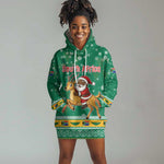 South Africa Christmas Hoodie Dress Santa Reindeer and Africa Map - African Pride